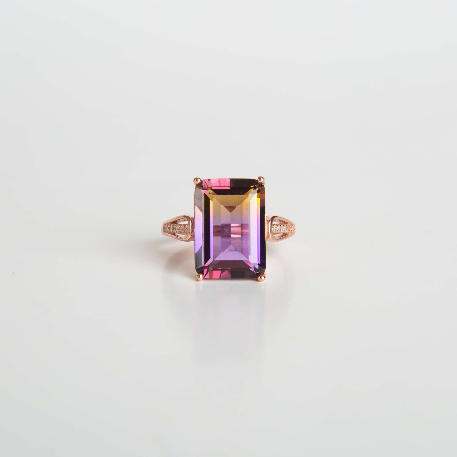Rose Gold Plated Adjustable Amethyst Ring