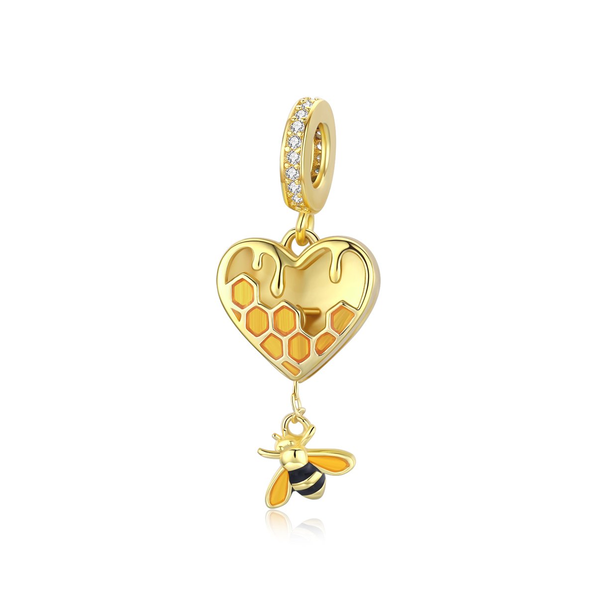 Honeybee Heart Charm