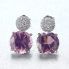 Amethyst & Cubic Zirconia Sterling Silver Studs
