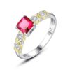 Red Cubic Zircon Ring