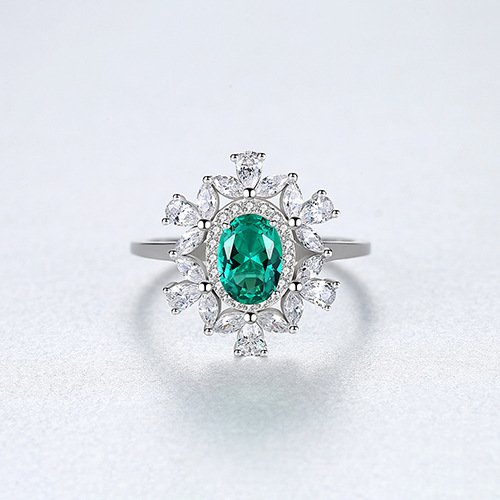 Green Oval Zircon Ring