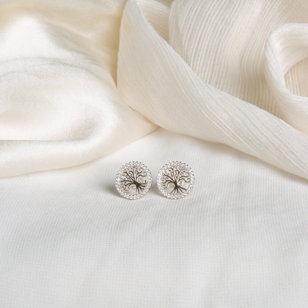 Tree of Life Sparkle Stud Earrings