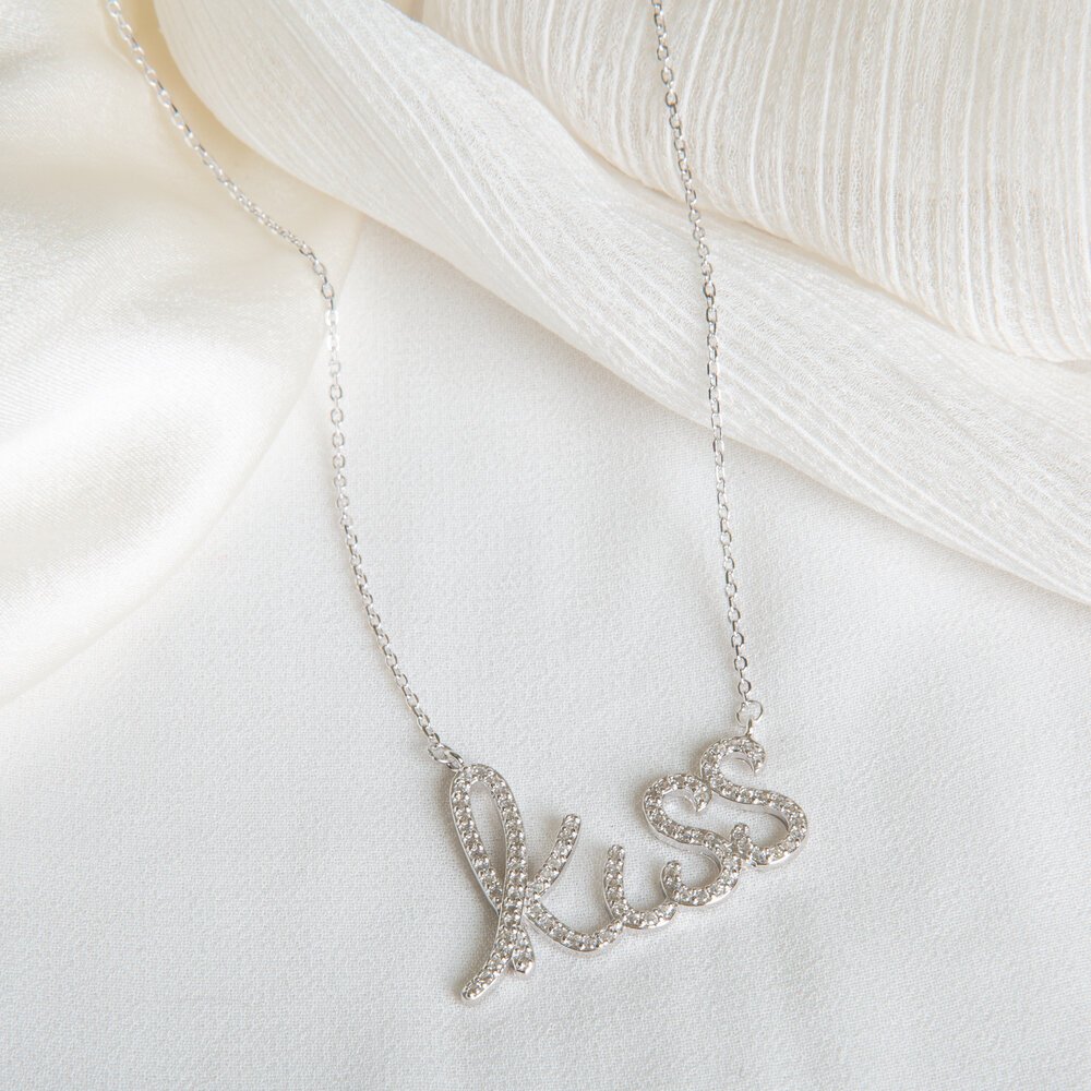 s925 Silver Zircon Kiss Necklace Including s925 Silver Chain