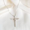 s925 Silver Solid Silver Angel Wing Cross Pendant Including s925 Silver Box Chain