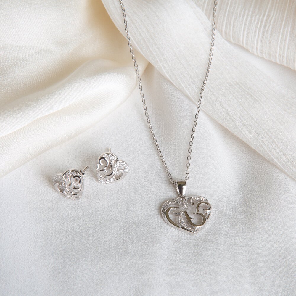 s925 Silver Classic Vines Pendant With Earrings And Including s925 Chain