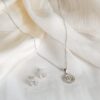 s925 Silver Designed M Pendant With M Earrings And Including S925 Silver Chain