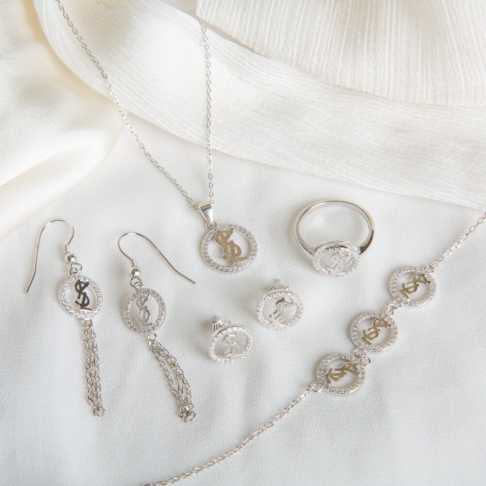 s925 Silver Symbol Matching Adjustable Bracelet , Ring , Pendant , 2 Types Earrings And Including s925 Silver Chain