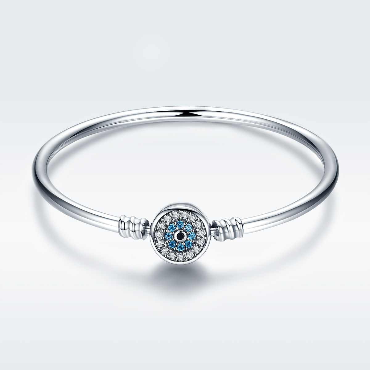 Sterling Silver Evil Eye Clasp Bangle - Image 5