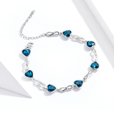 Paua Ocean Heart Bracelet framed in Sterling Silver