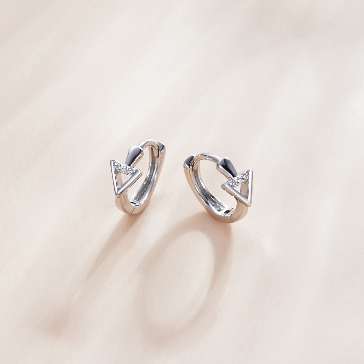 Sterling Silver Sparkle V Huggies with cz - Image 2