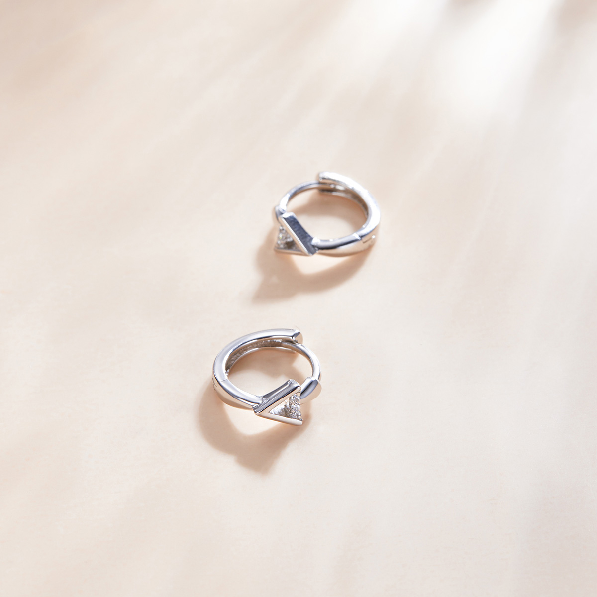 Sterling Silver Sparkle V Huggies with cz - Image 3